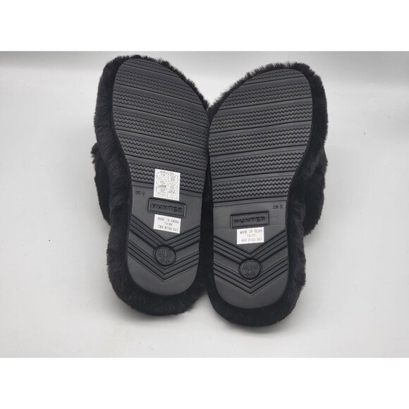 Hunter Faux Fur Flatform Crossover Black Womens Slides Slippers Size 7 - Picture 5 of 5